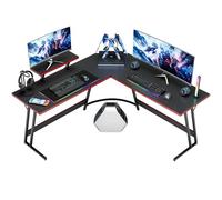 Homall L Shaped Gaming Desk Computer Corner Desk PC Gaming Desk Table with Large Monitor Riser Stand for Home Office Sturdy Writing Workstation (Black, 51 Inch)