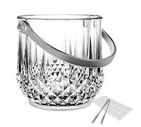 HOMALZ Ice Bucket with Tongs Keeps Ice Frozen Longer Beer, Champagne and Wine Ice Bucket Set 1.1L Buckets for BBQs, Parties, Bars, Clubs, Restaurants, Home Bar, Trasparent Plastic