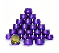 HOMAMAMOON 24 Pack 8oz Purple Candle Tins for Making Candles - Bulk Metal Candle Containers with Lids. Empty Round Candle Jars for DIY & Travel. Shatterproof & Sturdy Vessels for Small Business.