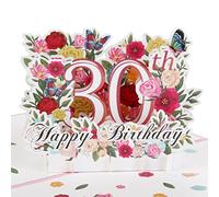 HOMANGA 30th Birthday Pop Up Card, Happy 30th Birthday Card for Her, Women, Wife, 30th Birthday Gift for Sister, Mom, Friend, Pop Up Birthday Greeting Card with Blank Note and Envelope, 15 x 20 cm