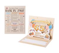 HOMANGA 65th Birthday Card, Vintage Back in 1960 Card with Envelope, 3D Pop Up 65 Bday Cards for Men Women, 65th Birthday Gifts for Mom, Dad, Wife, Husband, 15x20cm