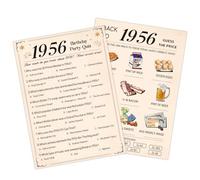 HOMANGA 70th Birthday Party Game Cards, 1956 Quiz & Guess the Price Game Cards, Pack of 30, Vintage Birthday Party Supplies for Men Women