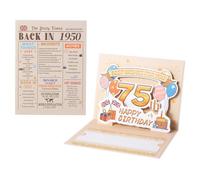 HOMANGA 75th Birthday Card, Vintage Back in 1950 Card with Envelope, 3D Pop Up 75 Bday Cards for Men Women, 75th Birthday Gifts for Mom, Dad, Wife, Husband, 15x20cm