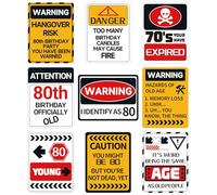 HOMANGA 80th Birthday Decorations, 9Pcs 80 Birthday Wall Decorations for Women Men, 80 Year Old Decor Signs Table Centerpieces, 80 Party Garden Yard Decor Signs