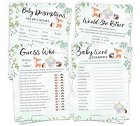 HOMANGA Baby Shower Games, 4 Fun Games for 25 Guests, Woodland Animal Theme, Who Knows Mommy Best, Guess Who Mommy or Daddy, Word Scramble, Gender Neutral Baby Shower Decorations for Boy or Girl