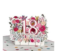 HOMANGA Happy 18th Birthday Pop Up Card, 18 Birthday 3D Greeting Card for Her, 18th Birthday Gifts for Girl Sister Daughter, Eighteen Pop Up Birthday Card with Blank Note and Envelope, 15 x 20 cm