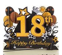 HOMANGA Happy 18th Birthday Pop Up Card, 18th Birthday Card with Note and Envelope, 18th Birthday Gifts for Boys, Son, Brother, Nephew, 18 Years 3D Pop Up Birthday Greeting Card 15x20cm