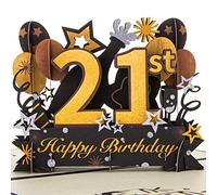 HOMANGA Happy 21st Birthday Pop Up Card, 21st Birthday Card with Note and Envelope, 21st Birthday Gifts for Son, Brother, Nephew, Men, 21 Years 3D Pop Up Birthday Greeting Card 15x20cm