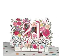 HOMANGA Happy 21st Birthday Pop Up Card - 21st Birthday Greeting for Her, Sister, Daughter or Nephew - Blank Note and Envelope, 15 x 20 cm