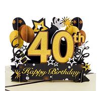HOMANGA Happy 40th Birthday Pop Up Card, 40th Birthday Card with Note and Envelope, Gifts for Husband, Wife, Men, Women, 40 Years 3D Pop Up Greeting Card 15x20cm