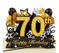 HOMANGA Happy 70th Birthday Pop Up Card, 70th Birthday Card with Note and Envelope, 70th Birthday Gifts for Husband, Wife, Men, Women, 70 Years 3D Pop Up Birthday Greeting Card 15x20cm