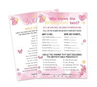 HOMANGA Who Knows The Birthday Girl Best, Would She Rather, Birthday Game Cards for Girls Hers Women's Sleepover Party - 15x20cm Set of 30 (Pink, Double-sided)