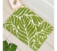 Homantic Green Leaf Bathroom Rugs - Bathroom Decor Cute Bath Mat for Sink, Tub, Small Bath Rug, Green Bath Mats Washable Non Slip Funny Water Absorbent Bath Rugs Leaves 45 x 65cm
