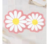Homantic Pink Floral Bath Mat Non-Slip Absorbent Daisy Bath Rug, 60x100cm | Soft Microfiber Bathroom Rug Machine Washable, Cute Flower Shaped Bathmat for Sink, Bathtub & Shower Bedroom Floor Décor