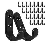 Homanu 24PCS Zinc Coat Hooks, Metal Single Prong Wall Hooks with 48 Screws, No Rust Black Wall Hooks for Hanging Towel, Coat, Scarf, Bag, Hat, Cup, Key