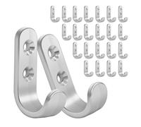 Homanu 24PCS Zinc Coat Hooks, Metal Single Prong Wall Hooks with 48 Screws, No Rust Silver Wall Hooks for Hanging Towel, Coat, Scarf, Bag, Hat, Cup, Key