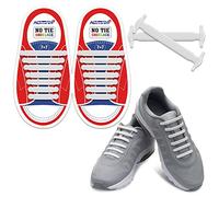 HOMAR Durable Kids Sports Fan Shoelaces - Best in No Tie Shoelace Replacement Accessories - Rubber Children Elastic Athletic Running Shoelaces Flat Shoe Laces for Sneakers Boots Oxford - White