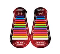 HOMAR No Tie Silicone Shoe Laces Elastic Strech Tiless Rubber Laces with 12 Colors for Kids Adults Trainers Waterproof Flat No Tie Shoelaces for Sneakers Board Shoes Casual Shoes