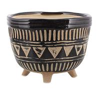 HomArt Large Apache Print Bowl, 6.75-inch Length, Ceramic, Black and Natural