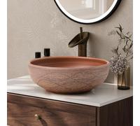 Homary 15-Inch Ceramic Round Bathroom Vessel Sink - Retro Style Washbasin, Elegant Ceramic Sink for Modern and Classic Bathrooms