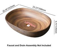 Homary 23" Oval Ceramic Vessel Sink, Retro-Inspired Above Counter Bathroom Sink, Vintage Ceramic Washbasin for Modern and Traditional Bathrooms