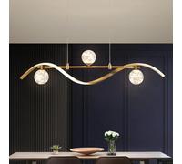 Homary 4-Light Dimmable Kitchen Island Lighting, Gold Dining Room Light Fixture Over Table Linear LED Chandelier Island Lights for Kitchen