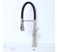 Homary Brass Kitchen Mixer Taps Monobloc Pull Out Spray Tap Brushed Nickel Three Function