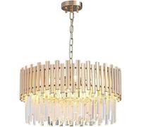 Homary Clytia Modern Luxury 2-Tier Crystal Chandelier, 55cm 9 Lights with Adjustable Gold Chain for Hallway, Living Room, Dining Room - Clear Gold Modern Pendant Light