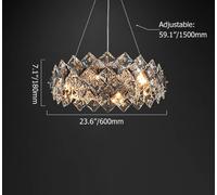 Homary Crystack Modern 6-Light Tiered Crystal Chandelier with Adjustable Cables