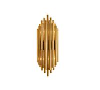 Homary Glam Fluted Gold Wall Sconce 2-Light Flush Mount Wall Lighting