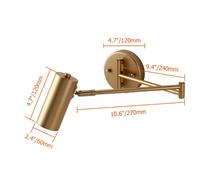 Homary Gold Modern Swing Arm Indoor Wall Sconce 1 Light