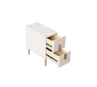 Homary Inarrow Modern Beige Nightstand Bedside Table with 2 Drawers in Gold Legs