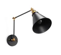Homary Industrial Retro Double Swing Arm 1-Light Wall Sconce in Black & Brass