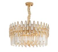 Homary Ketose Modern Gold 6-Light Crystal Chandelier with Adjustable Chain
