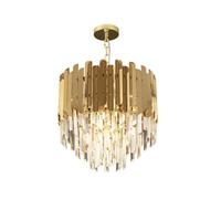 Homary Kitoney Modern Gold 3-Light Tiered Crystal Chandelier for Living Room and Dining Room