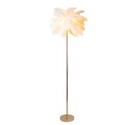Homary Loftus Art Deco Tree Floor Lamp with White Feather Shade Rose Gold Finish