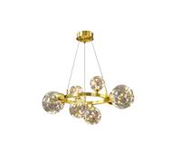 Homary Miglobe Gold 6-Light Glass Globe LED Chandelier with Adjustable Cable