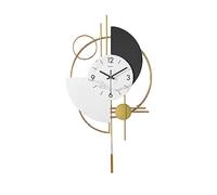 Homary Modern Clocks for Living Room, Decorative Gold Wall Clocks, 3D Round Big Wall Clock, Pendulum Geometric Mute Metal Digital Home Clock, 42cm/16.5 Inch
