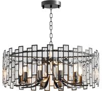 Homary Modern Crystal Chandelier, Luxury Geometric Hanging Chandelier Geometric Ceiling Lighting, Black Adjustable Chain for Hallways, Living Rooms, 10 Lights