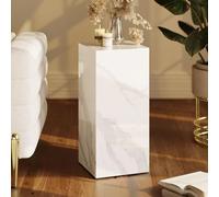 homary Modern Sintered Stone Pedestal Stand, White Plinth Accent Table with Chamfered Edges, Tall Plant Stand or Side Table for Living Room & Entryway Decor (White)