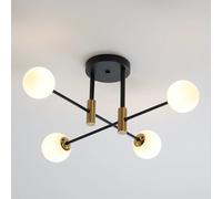 Homary Modern White Glass 4-Light Semi-Flush Mount Chandelier