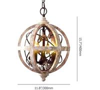 Homary Retro Rustic 3-Light Chandelier - Adjustable Industrial Ceiling Light with Weathered Wood, Metal Orb & Crystal Accents for Kitchen Island, Dining Room & Bedroom