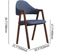 Homary Set of 2 Modern Linen-Upholstered Dining Chairs with Curved Back & Robust Carbon Steel Legs (Blue, 2-Pieces)