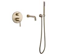 Homary Stev Single Lever Handle Wall-Mount Swivel Bath Filler Mixer Tap with Handshower Brass