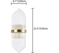 Homary Striaged 2-Light Gold Wall Sconce - Modern Glass & Metal Vanity Light for Bathroom, Living Room & Hallway