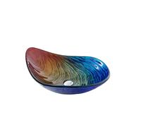 Homary Tempered Glass Multicolour Teardrop-Shaped Bathroom Countertop Basin Wash Basin