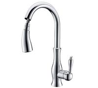 Homary Tracier Gooseneck Single Lever Handle Kitchen Tap with Pull Out Spray Chrome
