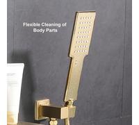 Homary Wall Mount Bath Tap Solid Brass Single Lever Handle in Brushed Gold