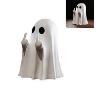 Homaskylynn Ghost Flipping off Figurine, Ghost Flipping You off Figurine, Unfriendly Ghost Middle Finger, Cute Ghost Decor, Halloween Ghost Decorations for Indoor Porch(1pcs)