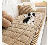 Homaskylynn Ultra Thick Chenille Couch Cover, Sofa Cover for Dogs Washable, Non-slip Couch Protector Boho Pet Friendly Dog Mat, Funny Fuzzy Pet Couch Covers(Brown,27.5" x 70.8")